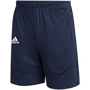 NWT adidas Men Sideline Knit Short w/Pocket LG ,Navy/White-Size L